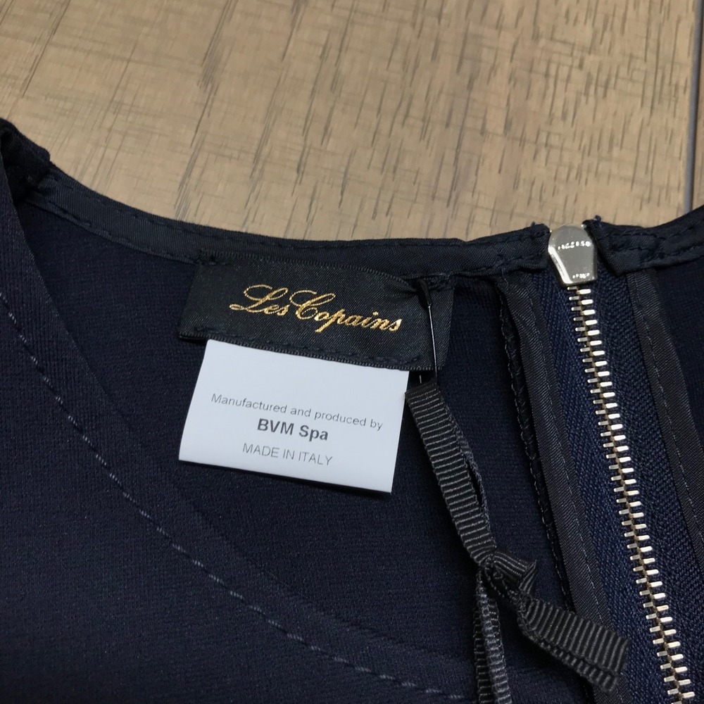 Les Copains Dress Womens Size 46 US 10-12 Navy Blue BVM Spa Sheath Back Zip NEW - Picture 4 of 16